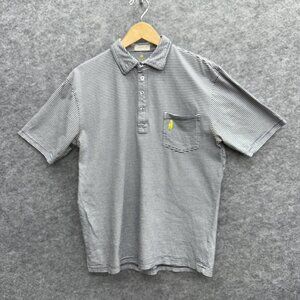 Johnnie-O Men's Polo Shirt, Medium Blue White Striped Activewear, 100% Cotton